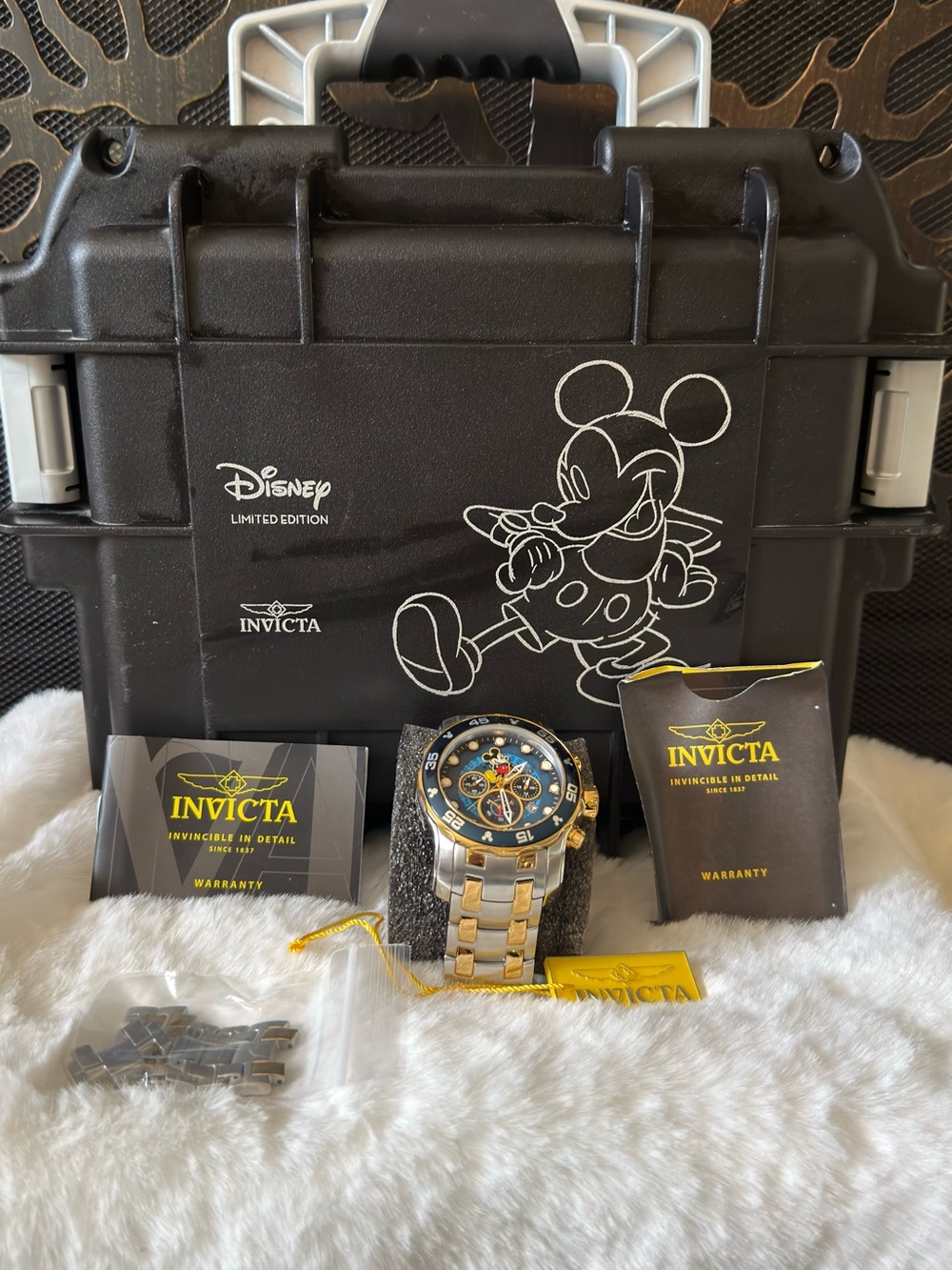 Invicta Disney Two-Tone Gold and Silver Mickey Dial Chronograph Watch w/Hardcase